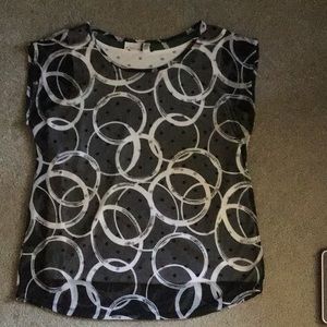 Double layer black/white polka dot shirt.